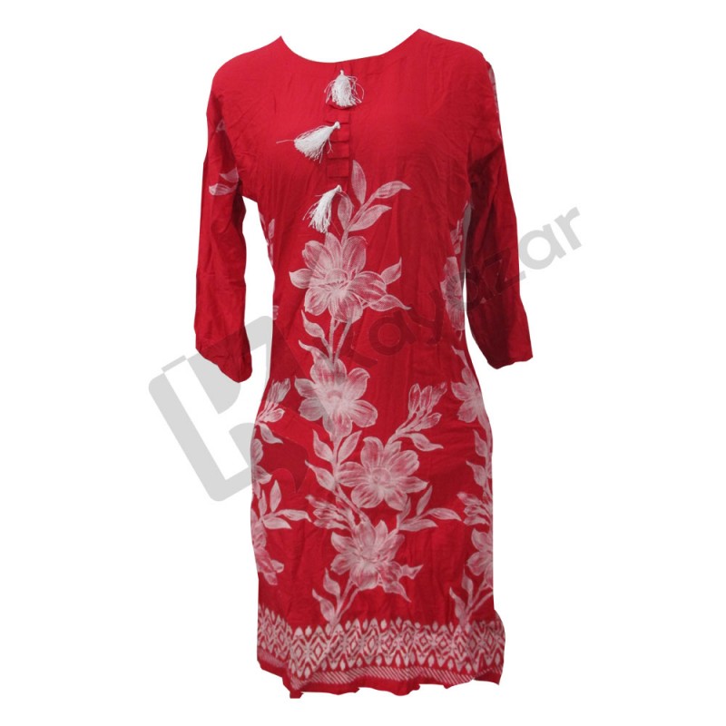 Red Flower Printed Kurti 80x80 (KL7860251282)