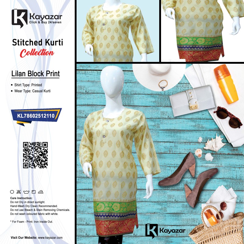 Linen Printed Stitched Kurti (KL78602512110)