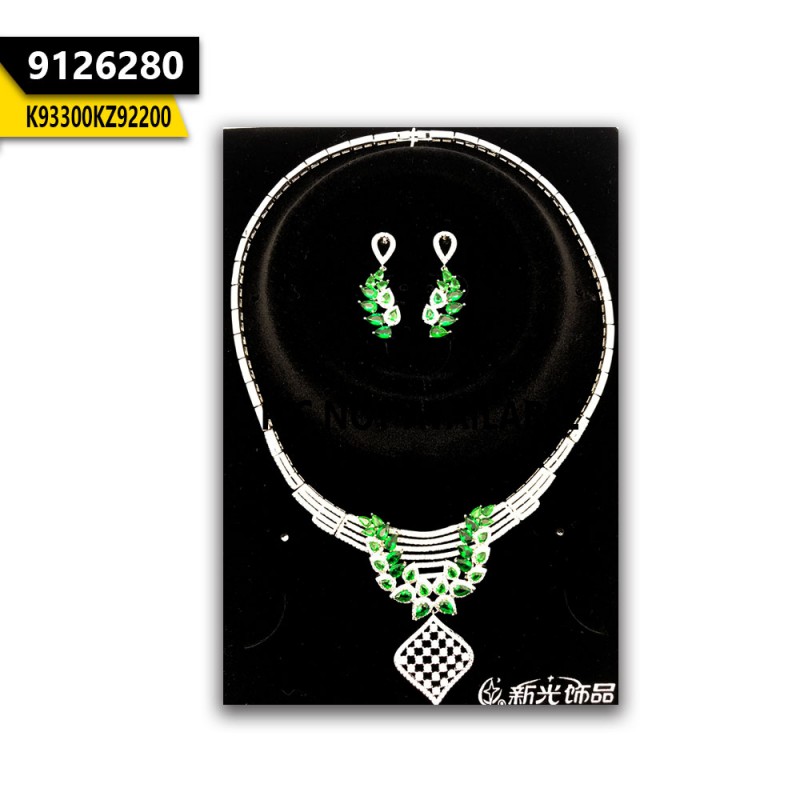 Party Wear Green Stone Zircon Work Locket Set Indian