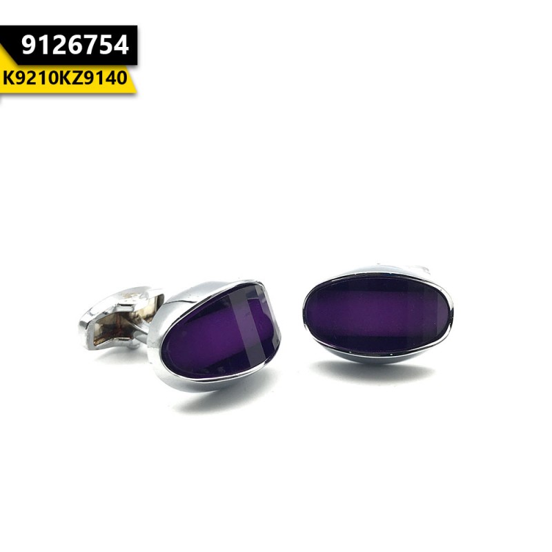 Fashion Men's Cufflink Silver Purple Marble