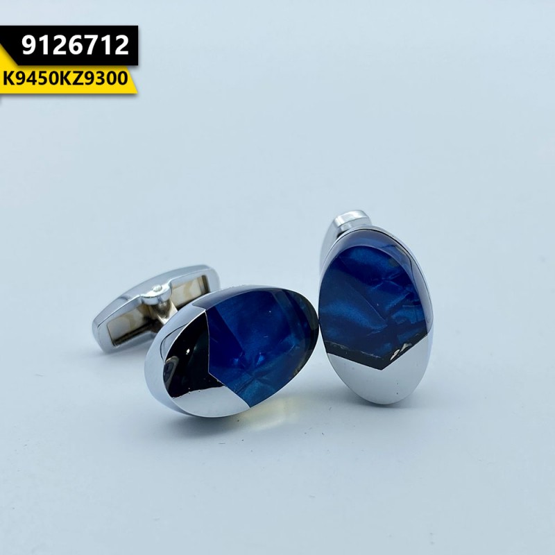 2021 Men's Blue Marble Cufflink Stud