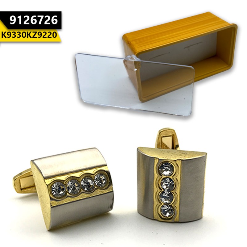 Stylish Men's Cufflink Silver N Gold With Stones
