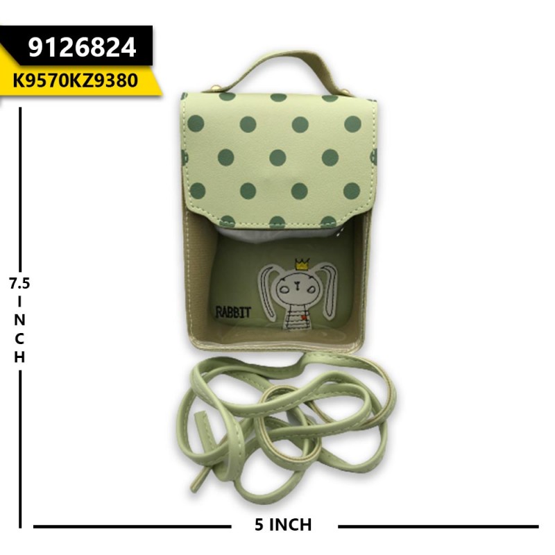 Vertical Mobile Pouch Polka Dot Green