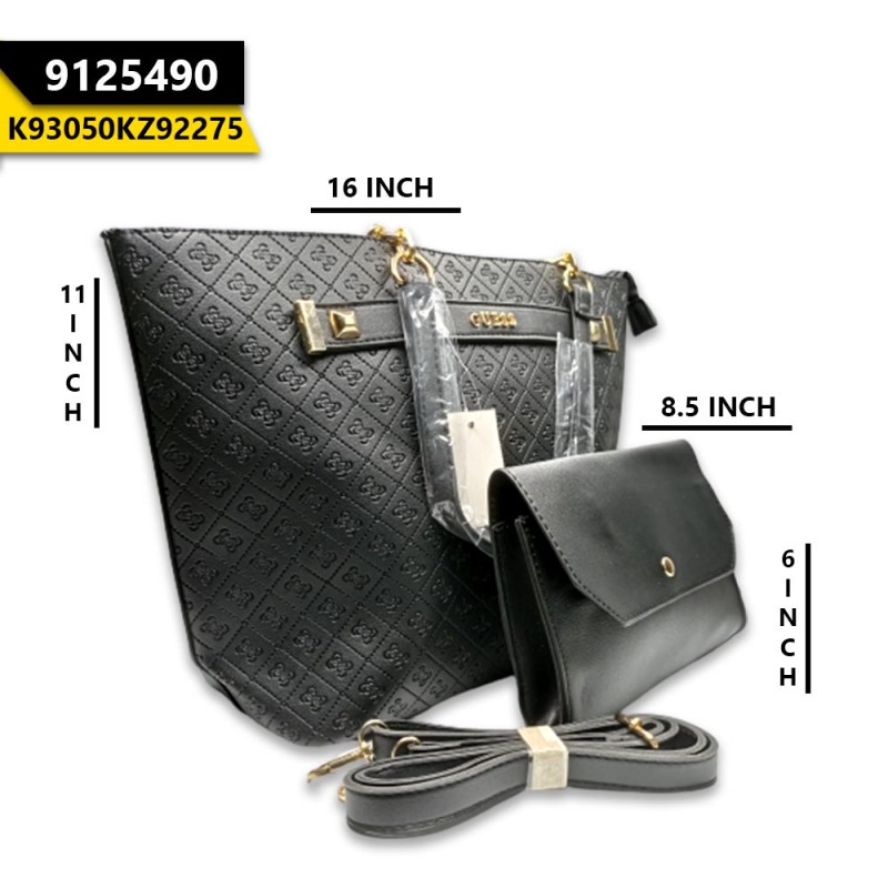 2pcs Large Size Leather Bag Black