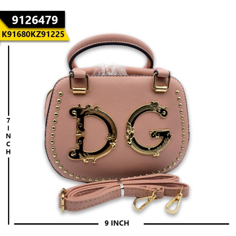 Fancy Logo Hand Bag Pink