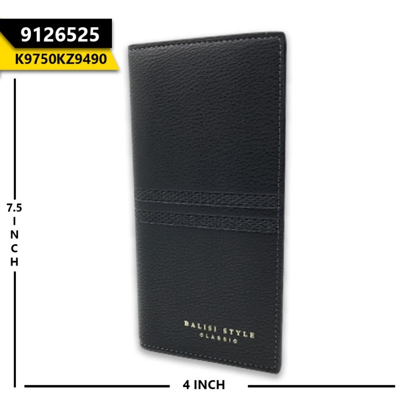 Balisi Unisex Wallet Bi-Fold Leather Textured Black