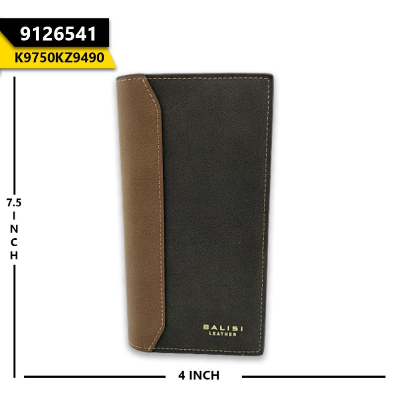 Balisi Unisex Wallet Bi-Fold 2 Tone Matte Leather Grey