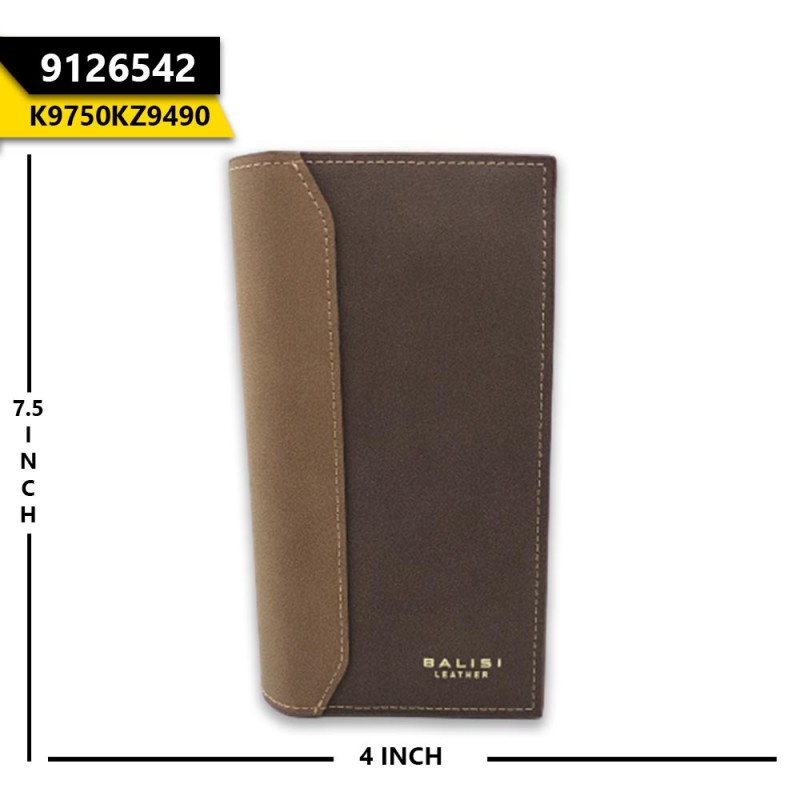 Balisi Unisex Wallet Bi-Fold 2 Tone Matte Leather Brown