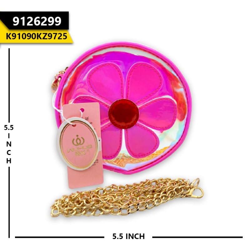 Flower Hollow Graph Pouch Dark Pink