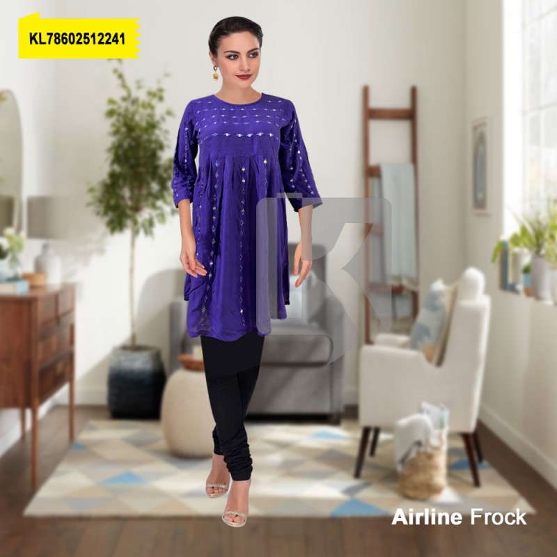 Mirror Work Airline Frock Purple for Girls