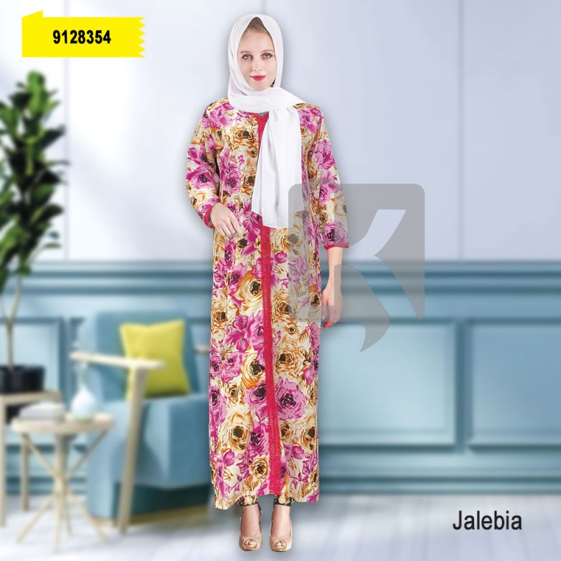 New womens Jalebia (Night-wear) floral print with Pink Lace