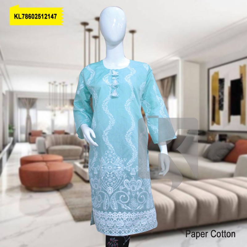 Paper Cotton Foam Print Stitched Kurti With Inner