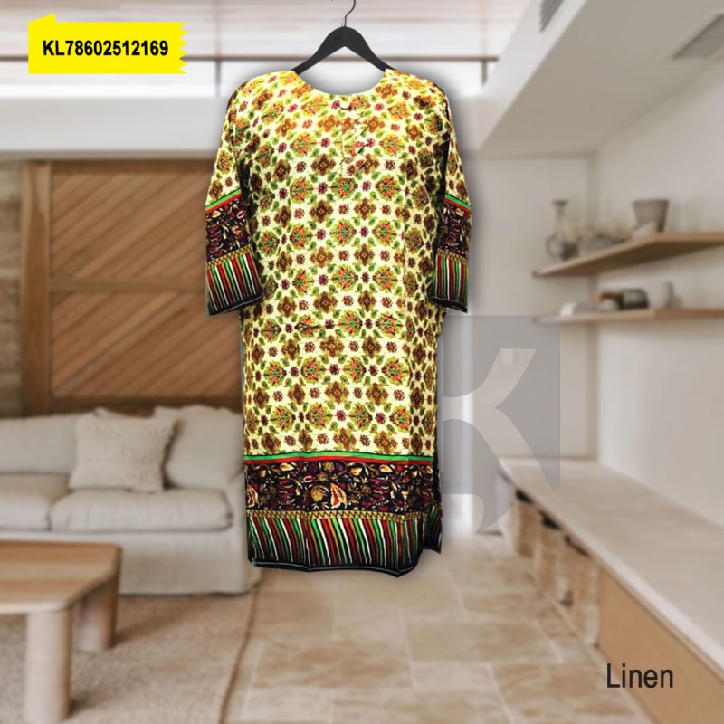 Linen Printed Stitched Kurti - KL78602512169