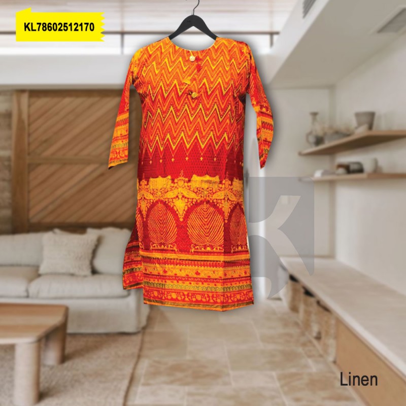 Linen Printed Stitched Kurti - KL78602512170