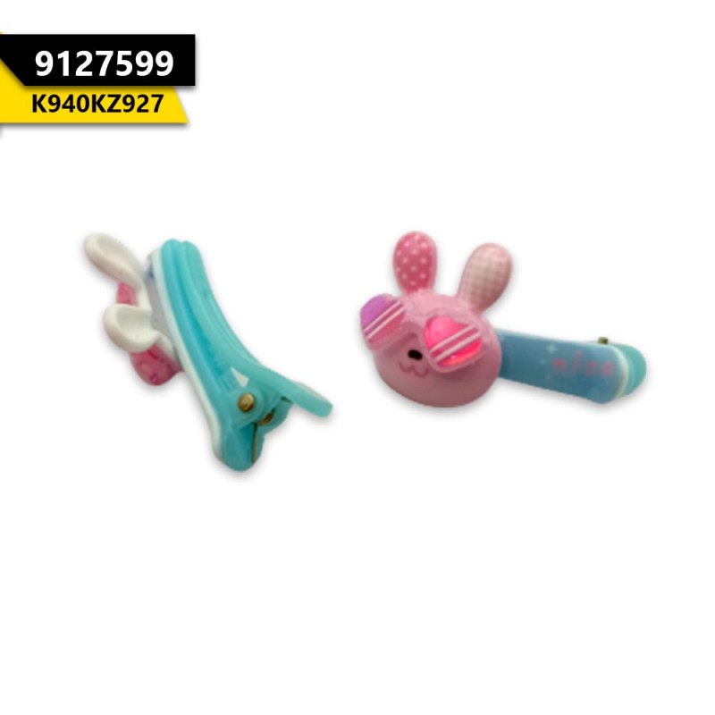 Kids Pink Bunny Blue Clip (1 Pair)