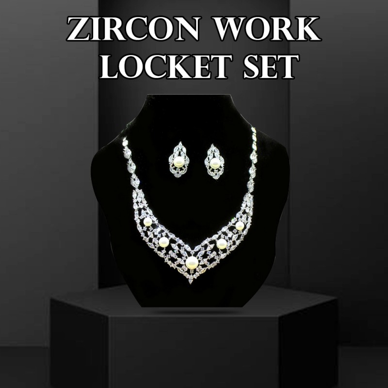Party Wear Pearl & Zircon Work Locket Set Indian