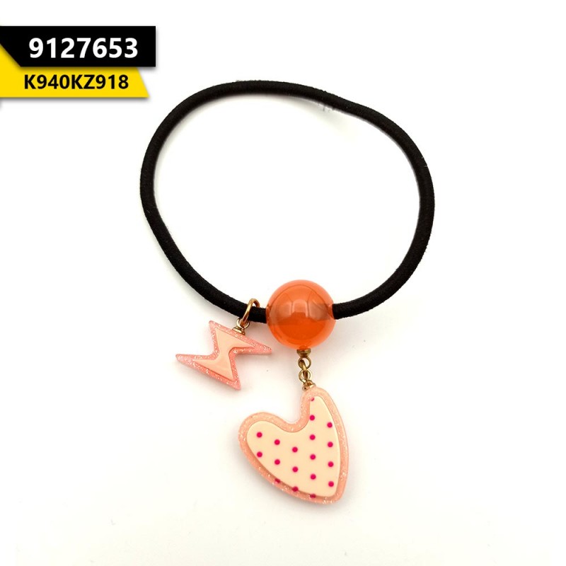 Kids Heart Rubber Ties Peach (Pack Of 2)
