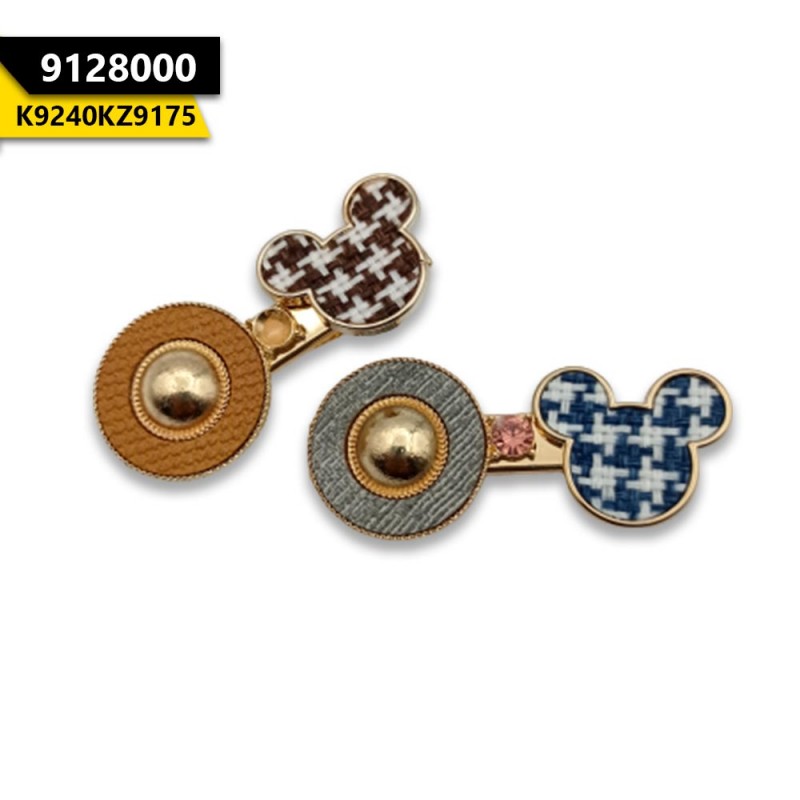 Exclusive Metal Mickey Hair Pins Blue Brown (1 Pair)