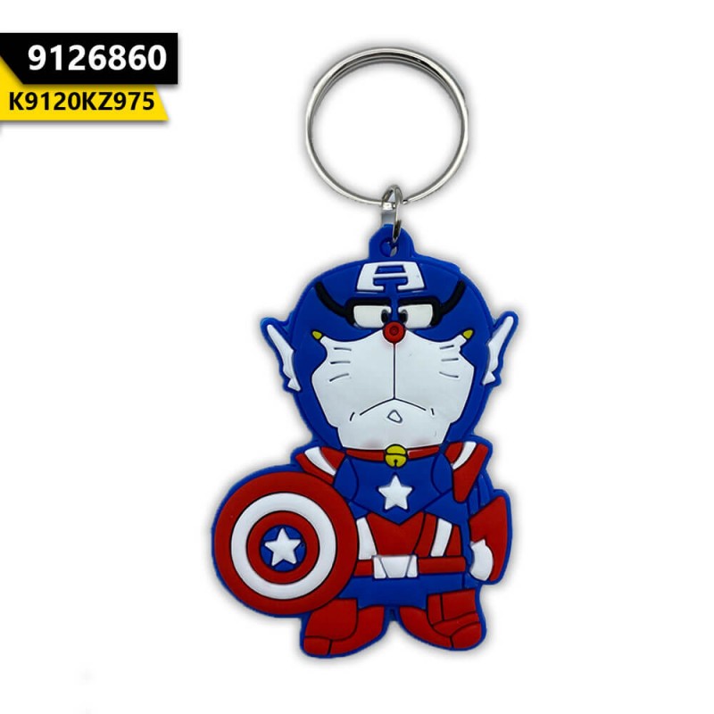 Doraemon Captain America Keychain Silicon Keychain