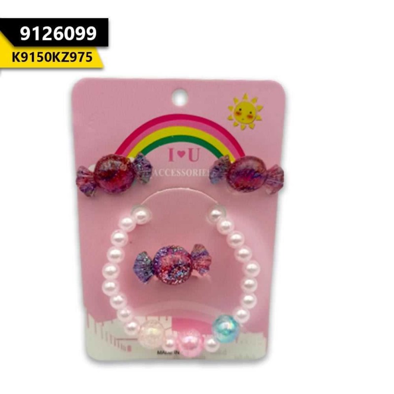 Kids Toffee Bracelet,Rings & Tops Light Pink