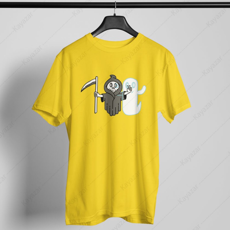 Men's T-Shirt Round Neck Ghost (Permanent Print)
