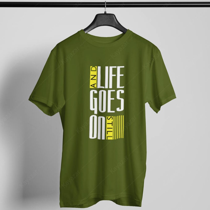 Men's T-Shirt Round Life Goes On (Permanent Print)
