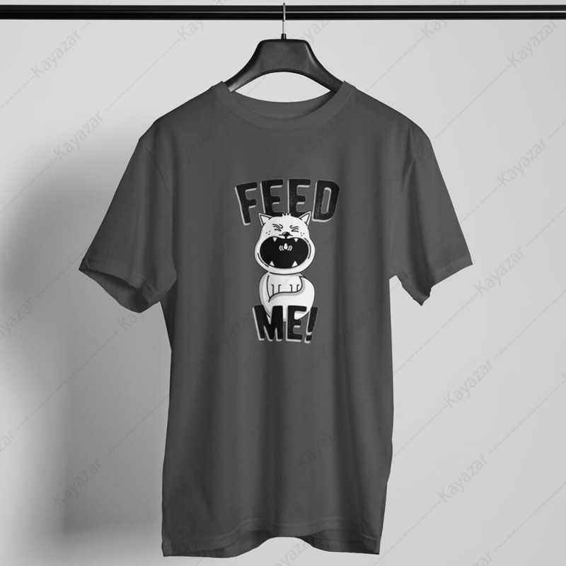 Men's T-Shirt Round Neck Feed Me (Permanent Print)