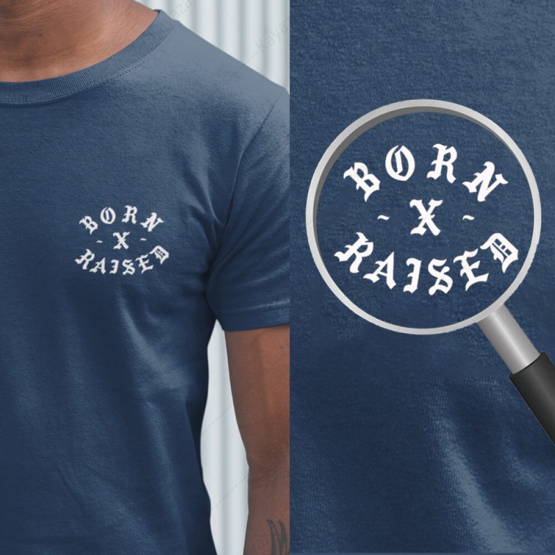 Men's T-Shirt Round Neck Born X Raised (Permanent Print)