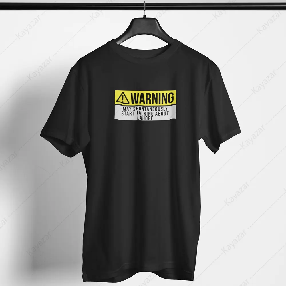 Men's T-Shirt Round Neck Warning (Permanent Print)