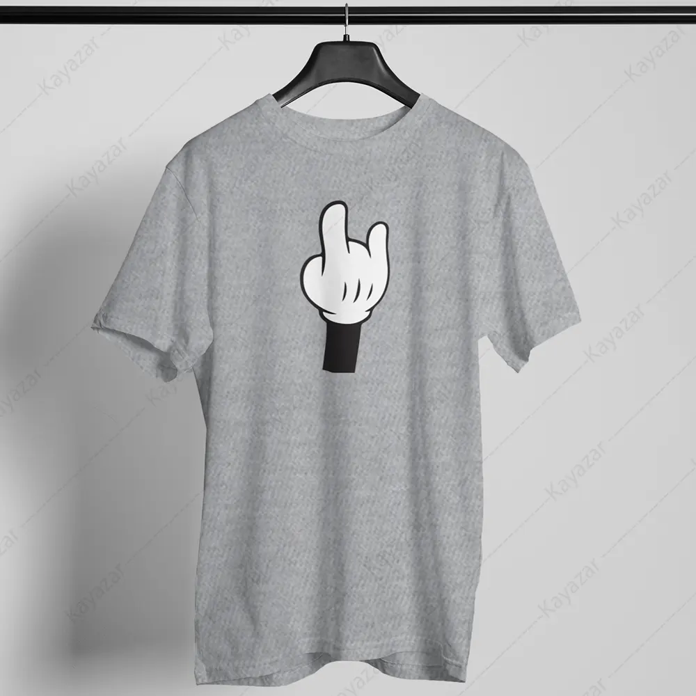 Men's T-Shirt Round Neck Mickey-Hand (Permanent Print)