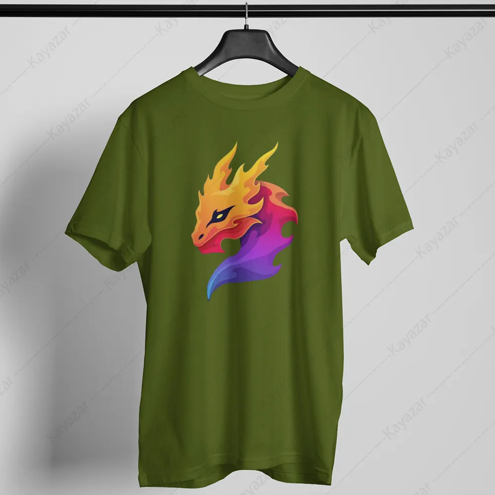 Men's T-Shirt Round Neck Dragon-02 (Permanent Print)