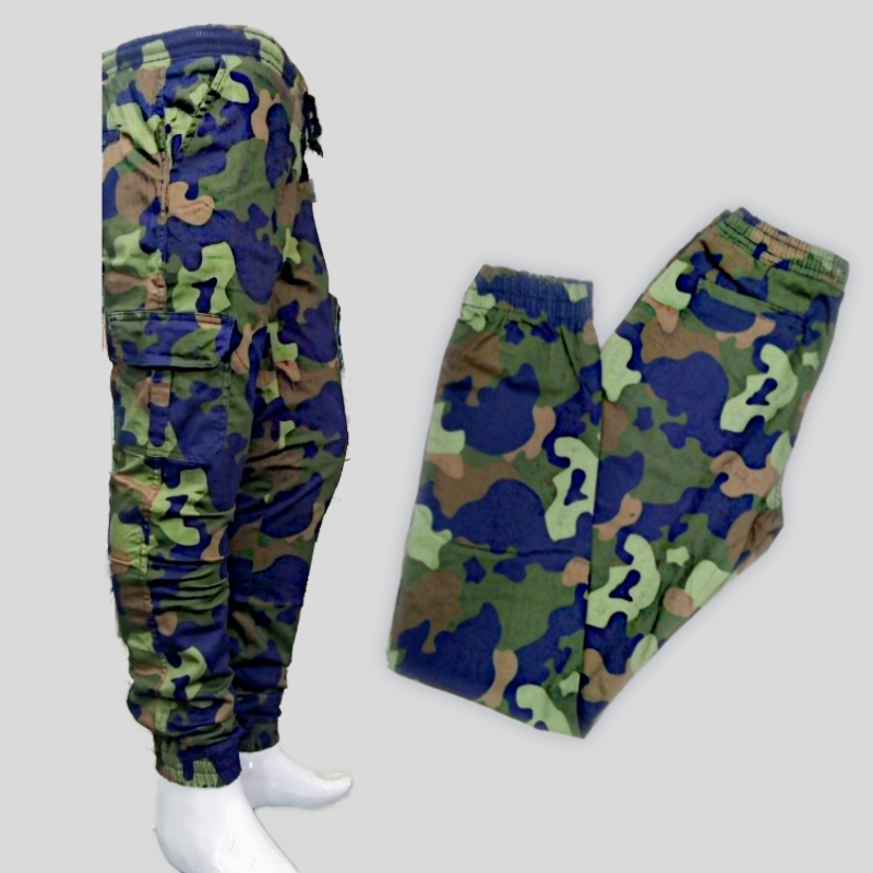 Camouflage Pants For Men 6 Pockets Blue Narrow Pattern