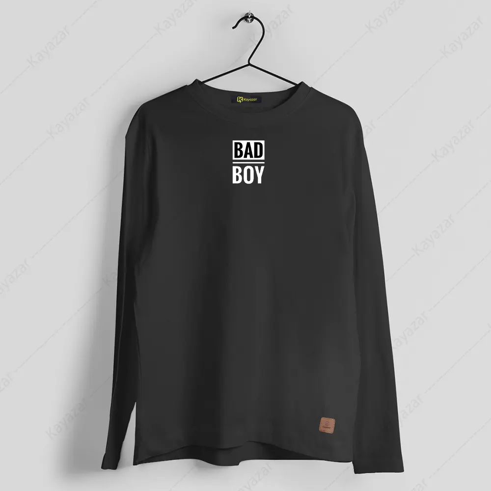 Girls Full Sleeves Round Neck T-Shirt Bad boy (Permanent Print)