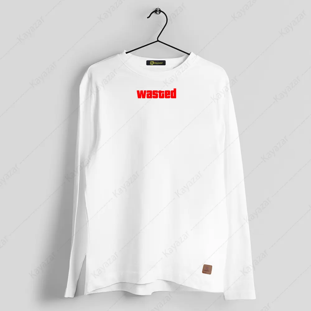 Men's Full Sleeves Round Neck T-Shirt Wasted (Permanent Print)