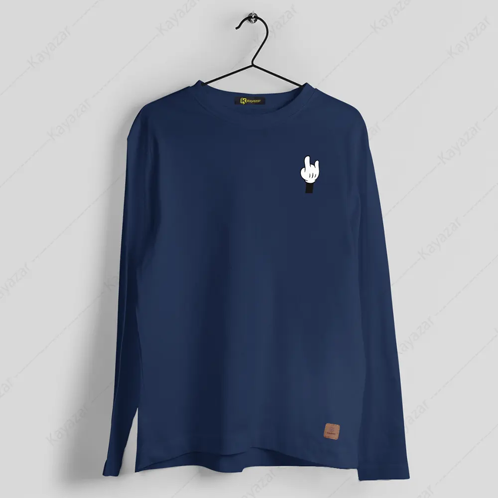 Men's Full Sleeves Round Neck T-Shirt Mickey-Hand (Permanent Print)
