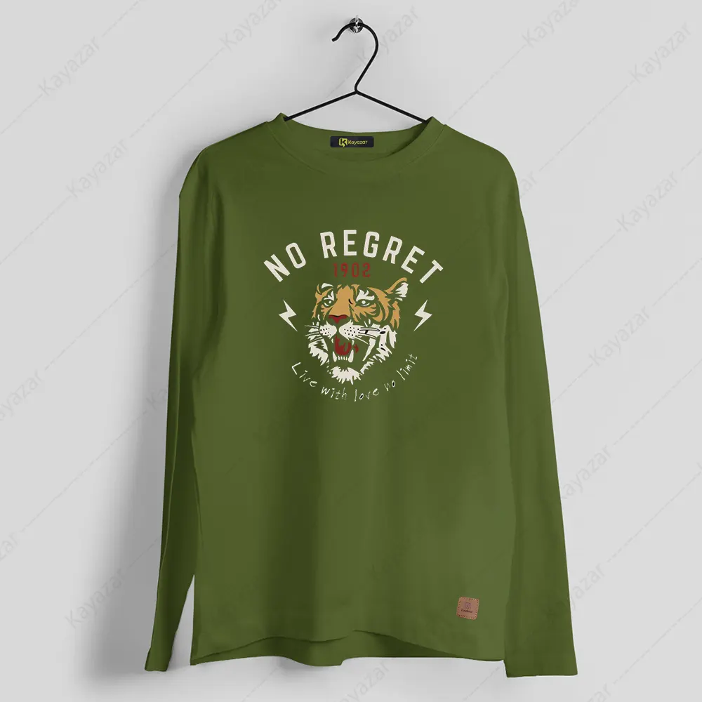 Men's Full Sleeves Round Neck T-Shirt No Regret (Permanent Print)