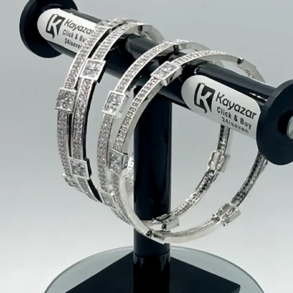 Women's 4 PCs Silver Colour Indian Bangle With Zirconic Work