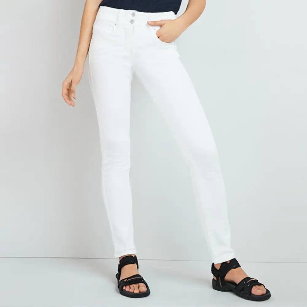 White Branded High Rise Skinny Denim Jeans for Girls