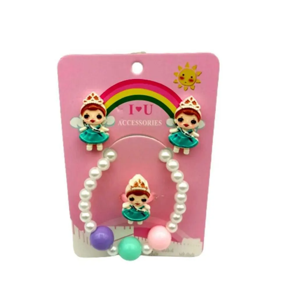 Kids Doll Tops Ring & Bracelet Set White