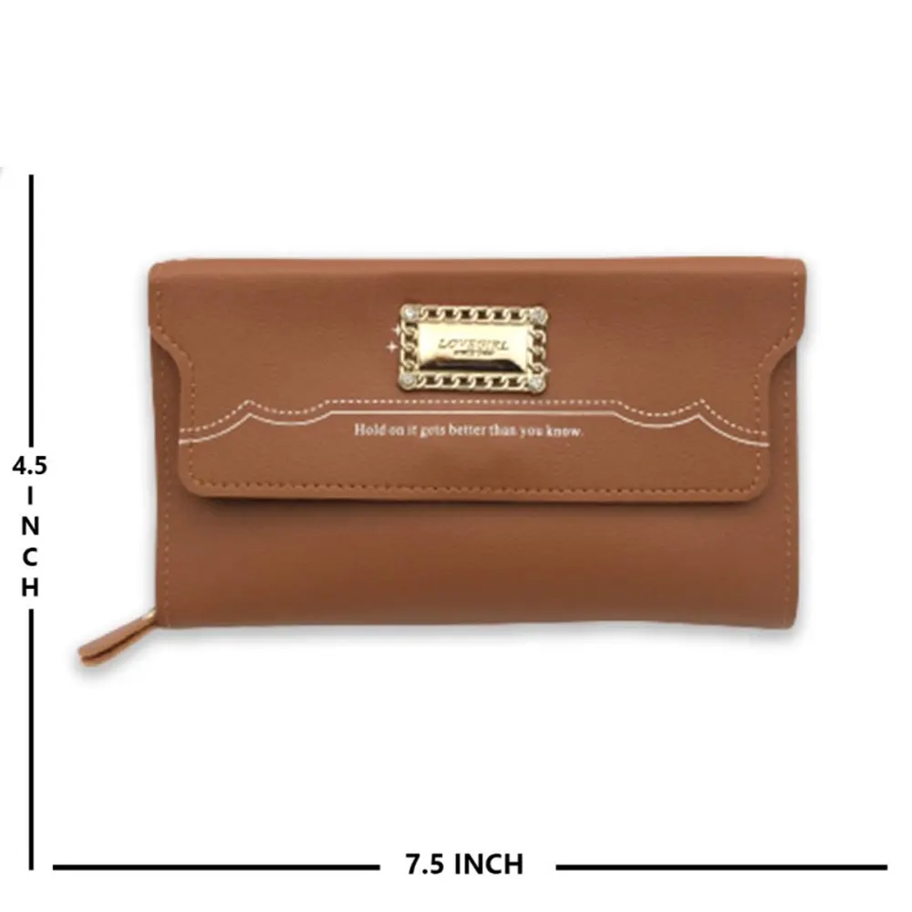 Love Girl Clutch With Long Strap Brown