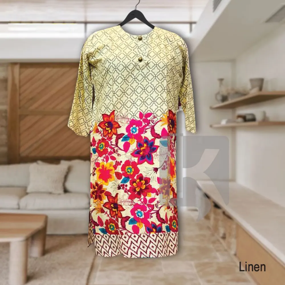 Linen Printed Stitched Kurti - KL78602512166