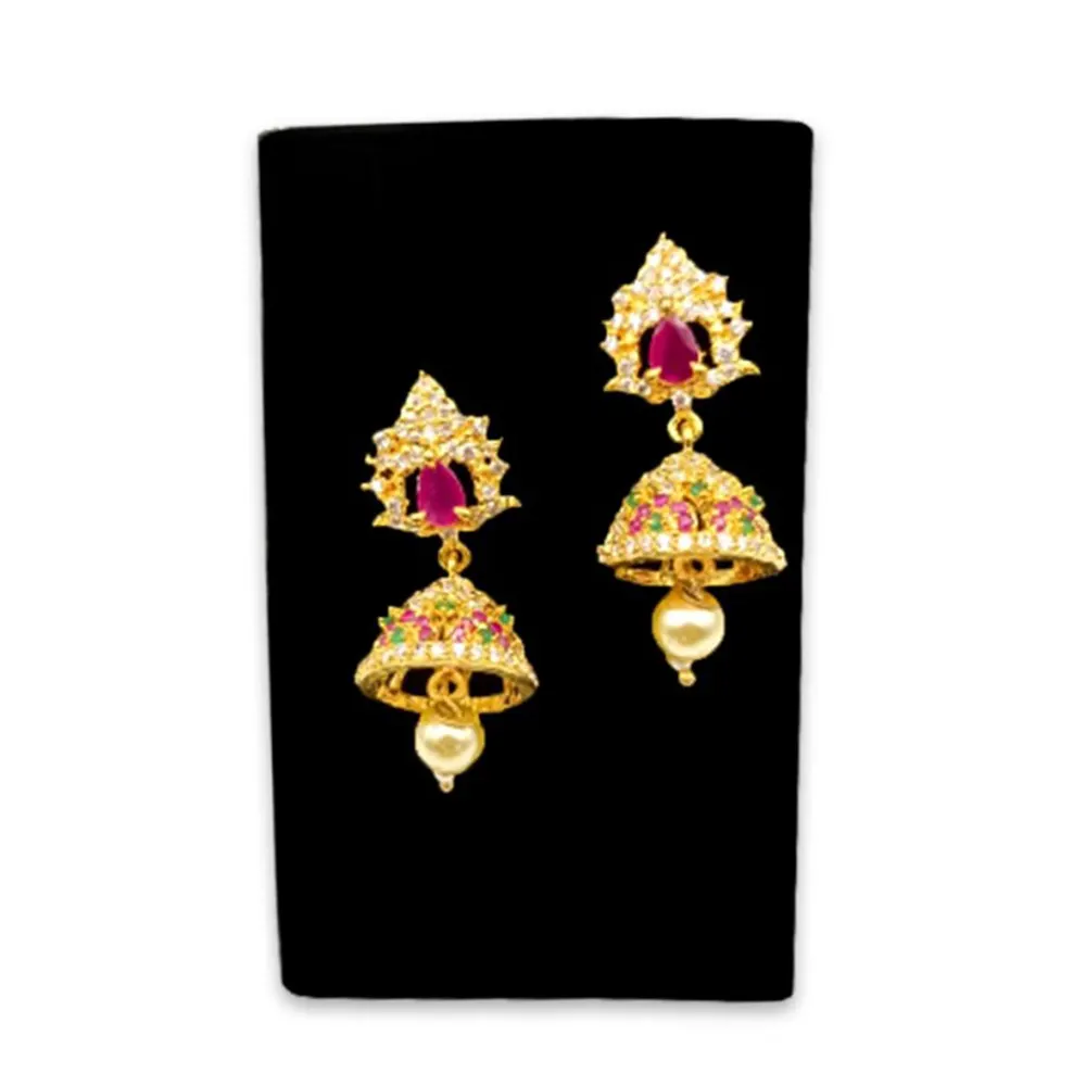 Multi Stone Indian Jhumka Zircon For Womens