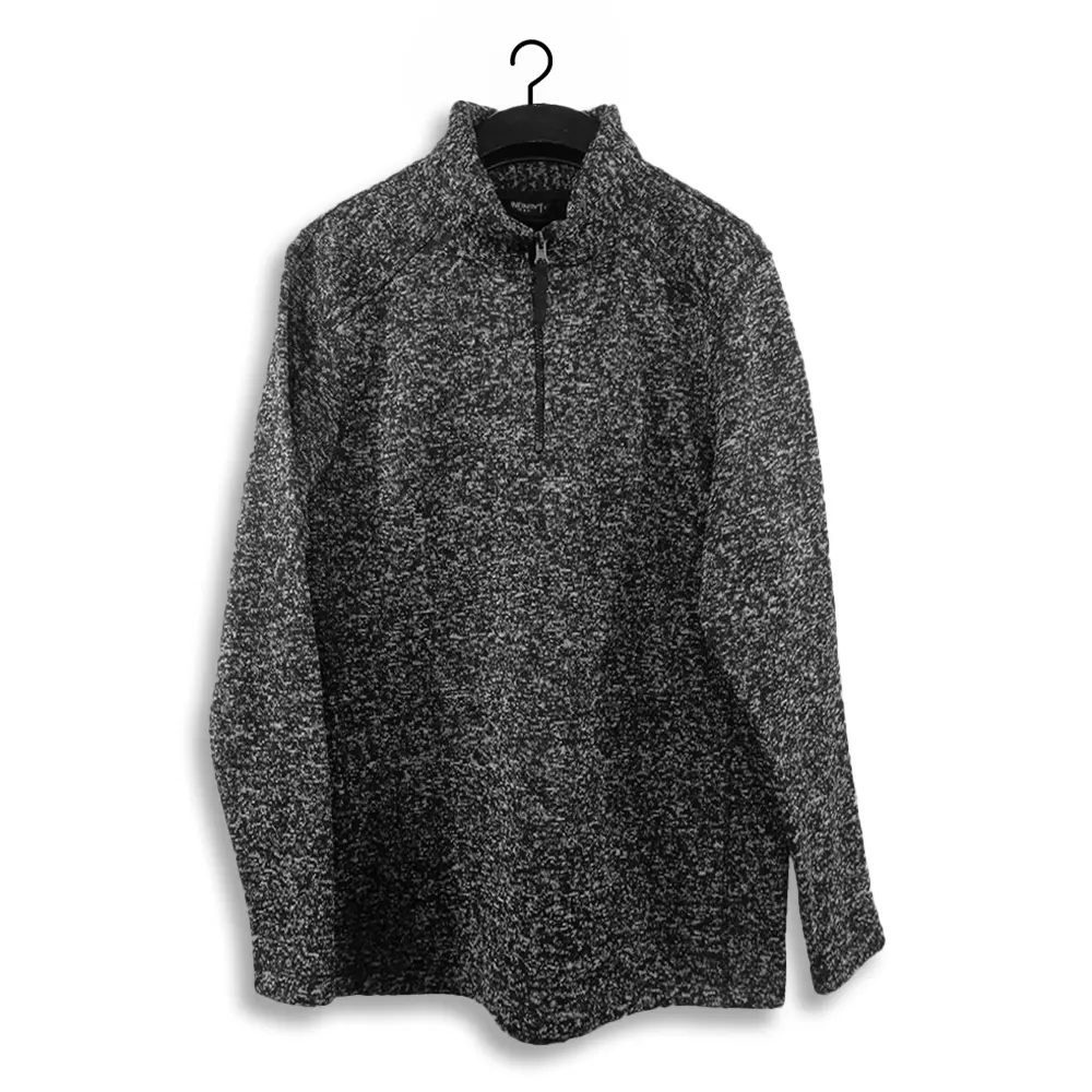 Charcoal Black Mock Neck For Men (Fleece Stuff)