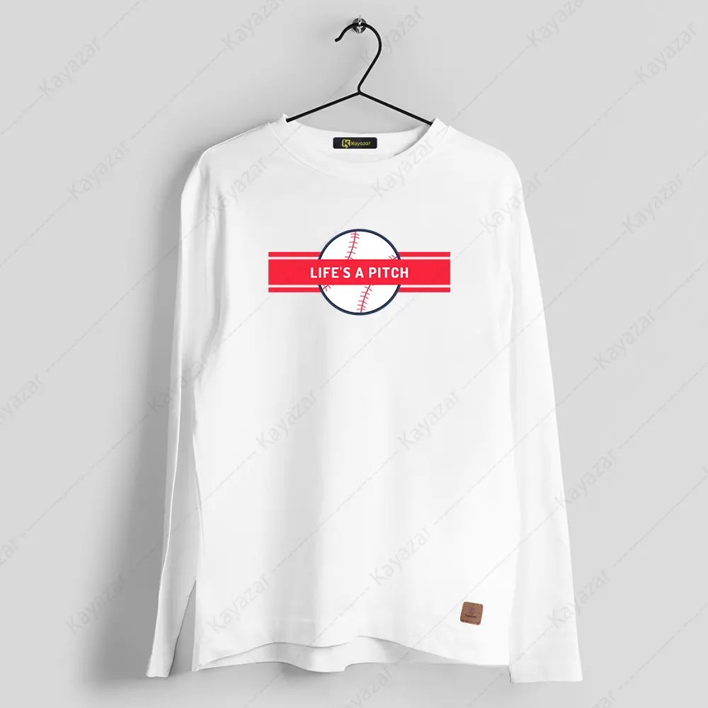 Men's Full Sleeves Round Neck T-Shirt Lifes A Pitch (Permanent Print)