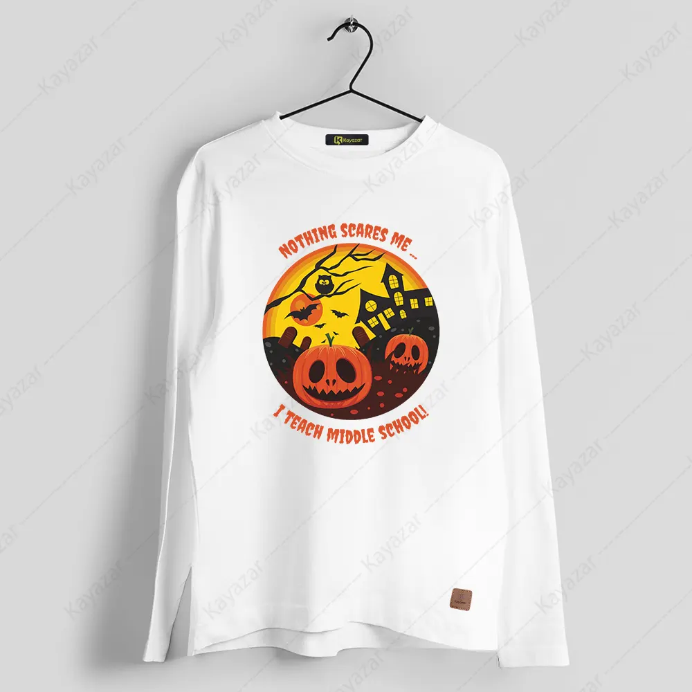 Men's Full Sleeves Round Neck T-Shirt Nothing Scares (Permanent Print)