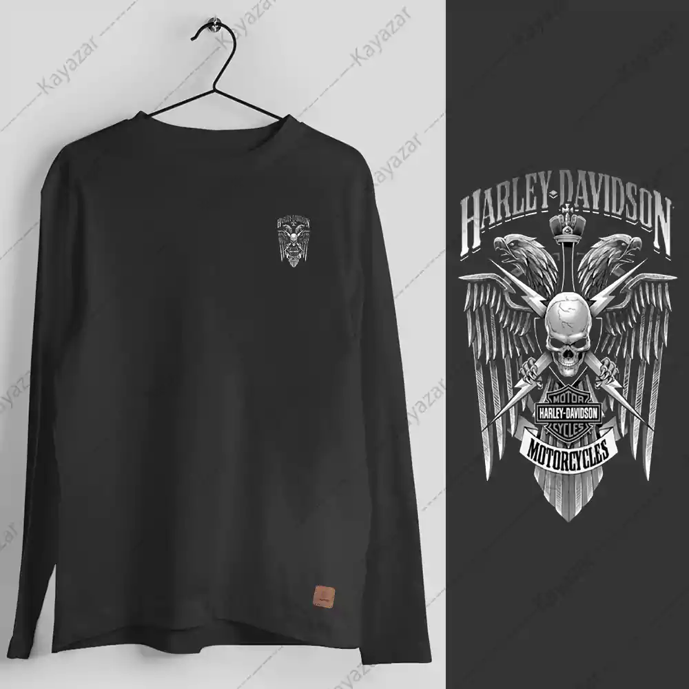 Men's Full Sleeves Round Neck T-Shirt Harley-Davidson (Permanent Print)
