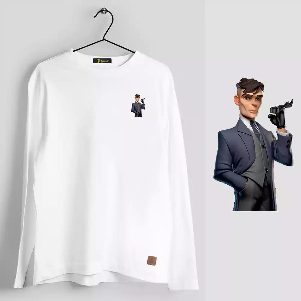 Men's Full Sleeves Round Neck T-Shirt Peaky-Blinder (Permanent Print)
