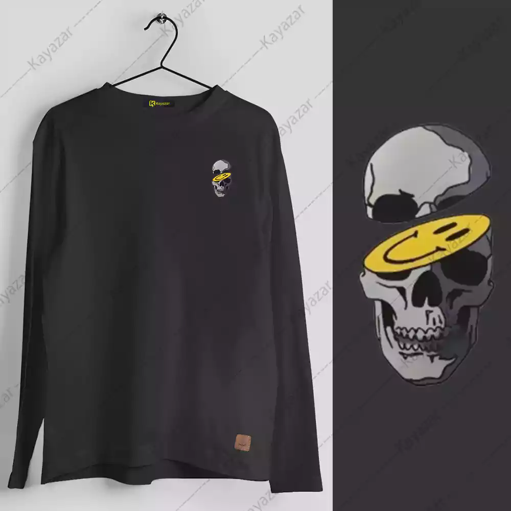 Men's Full Sleeves Round Neck T-Shirt Skeleton (Permanent Print)