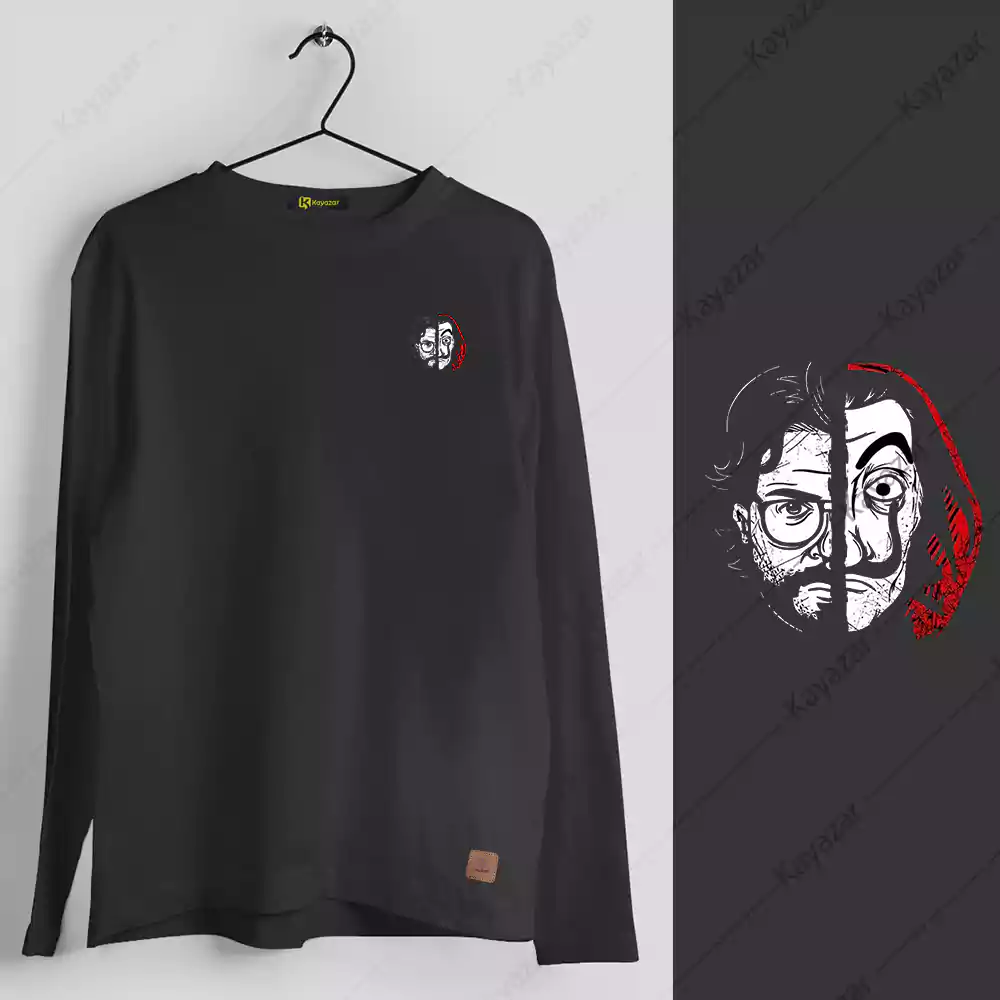 Men's Full Sleeves Round Neck T-Shirt Heist-2 (Permanent Print)