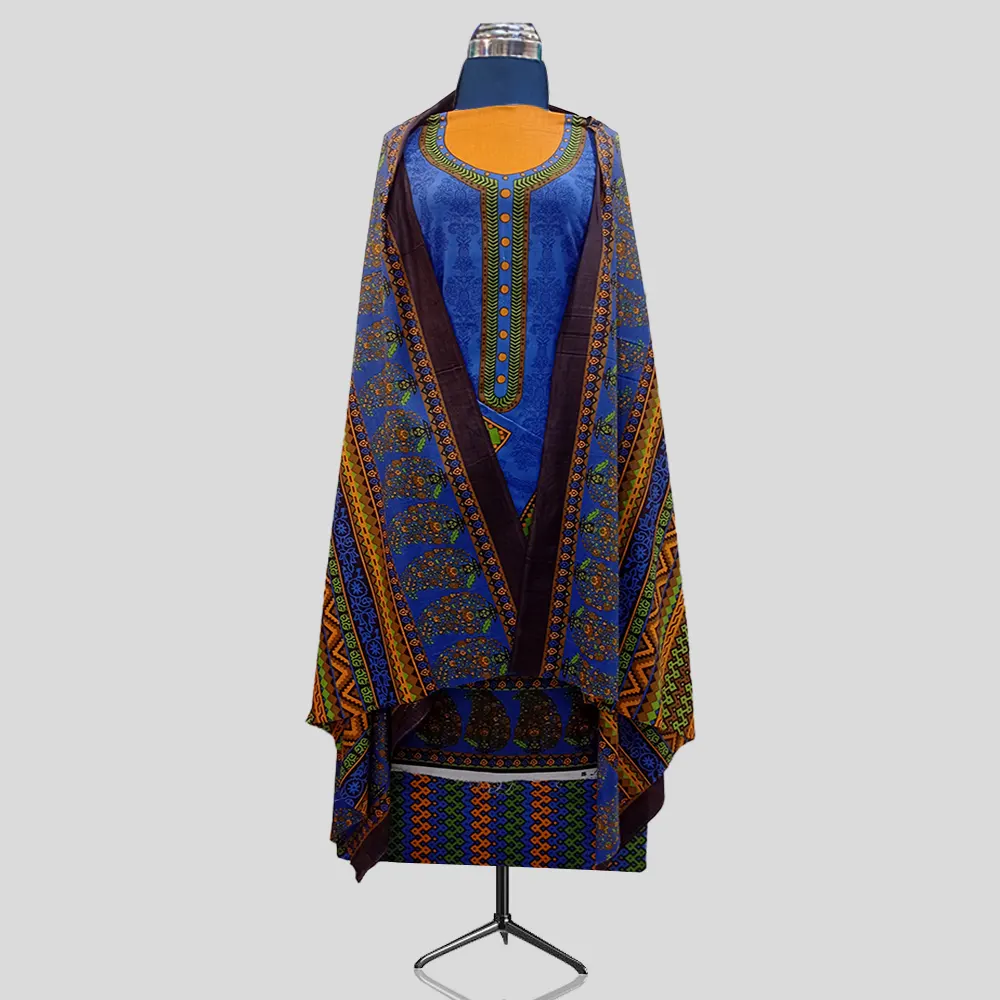 3PC Unstitched Printed Suit With Printed Lawn Dupatta for Girls - KL281004